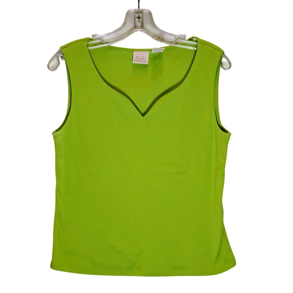 Fiorlini International Vintage 90s Y2K Minimalist Lime Green Stretch Tank Size L